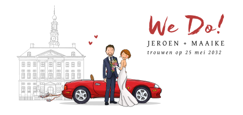 Trouwkaart auto Mazda rood Den Bosch