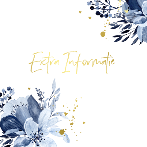 Extra info kaart delftsblauw bloemen en goudfolie