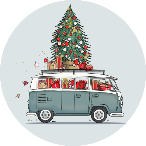 Sluitzegel vw busje met kerstboom