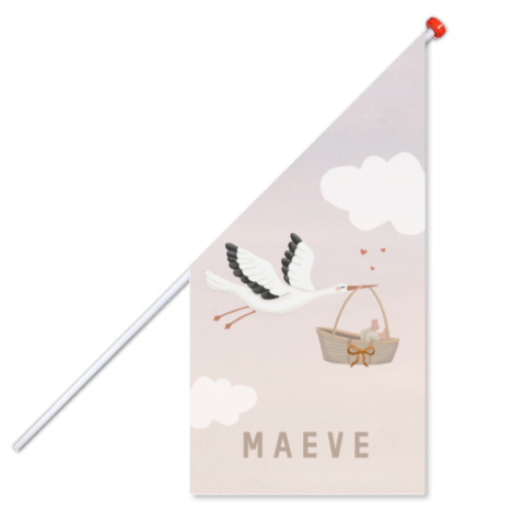 Geboortevlag groot met ooievaar meisje