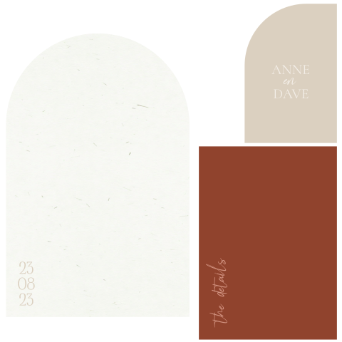 Personaliseerbare Trouwuitnodiging Set - Beige, Wit en Bruin