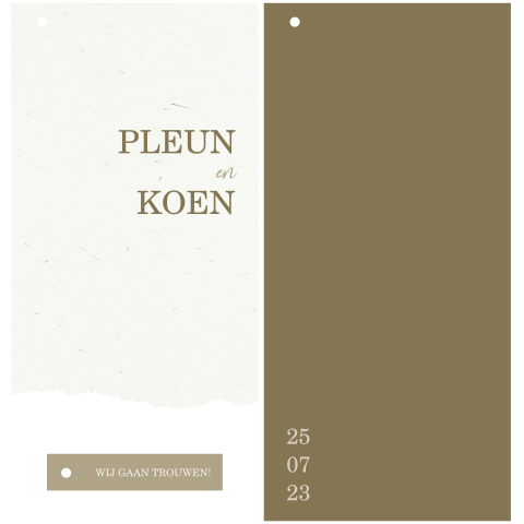 Groene Trouwkaart Set handgeschept papier look