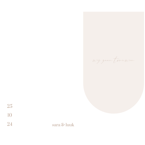 Elegante trouwuitnodiging in wit en beige