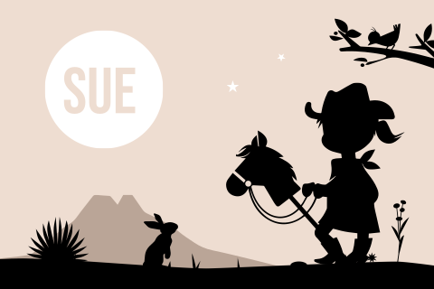 Geboortekaartje cowgirl silhouet prairie