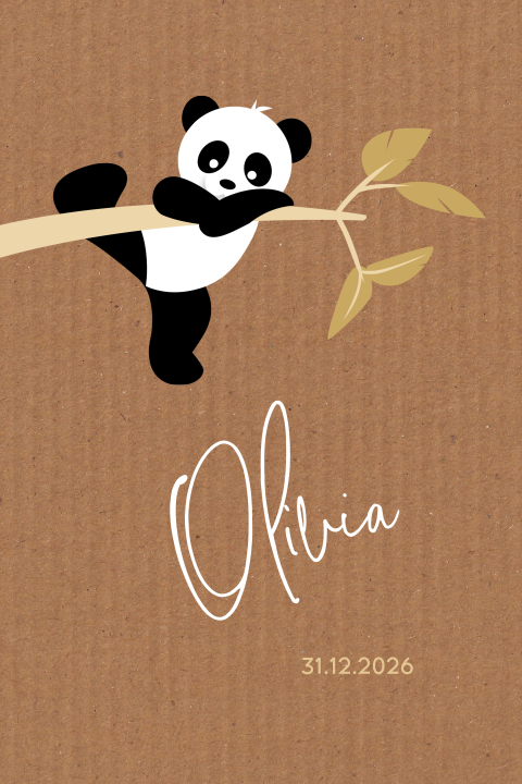 Geboortekaartje panda aan tak