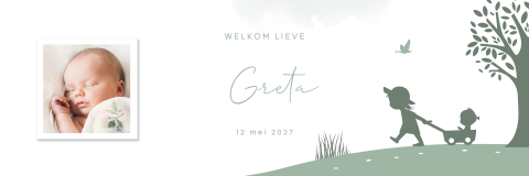 Drieluik geboortekaartje foto twee kinderen