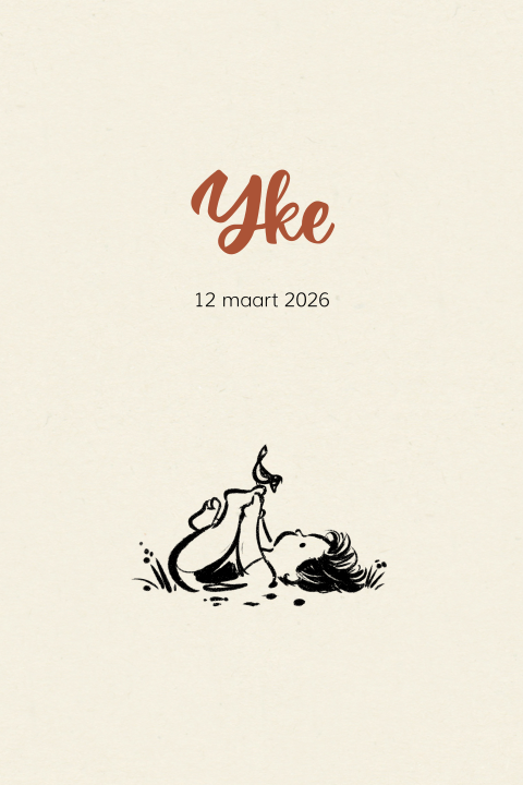 Geboortekaartje eco meisje lijntekening
