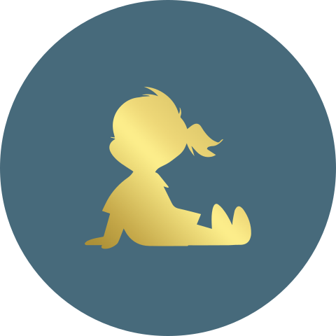 sluitsticker goudfolie silhouet zittend kind