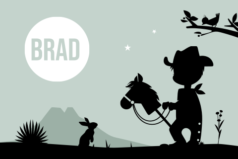 Geboortekaartje cowboy silhouet prairie tipi paard groen