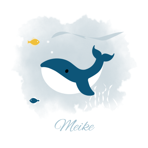 Geboortekaartje blauw walvis zee vissen