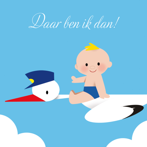 geboortekaartje jongen op ooievaar