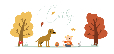 Geboortekaartje meisje herfst hond