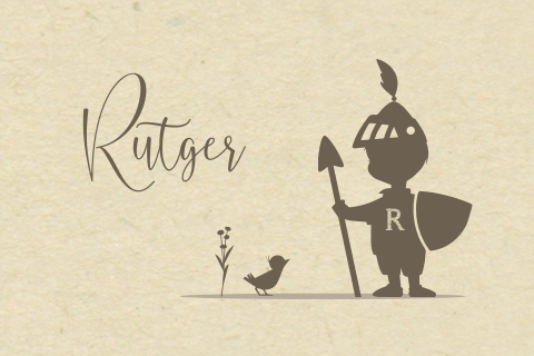 Geboortekaartje silhouet ridder lans schild