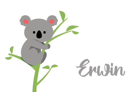 Geboortekaartje koala op tak
