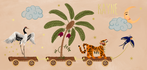 Geboortekaartje treintje met dieren