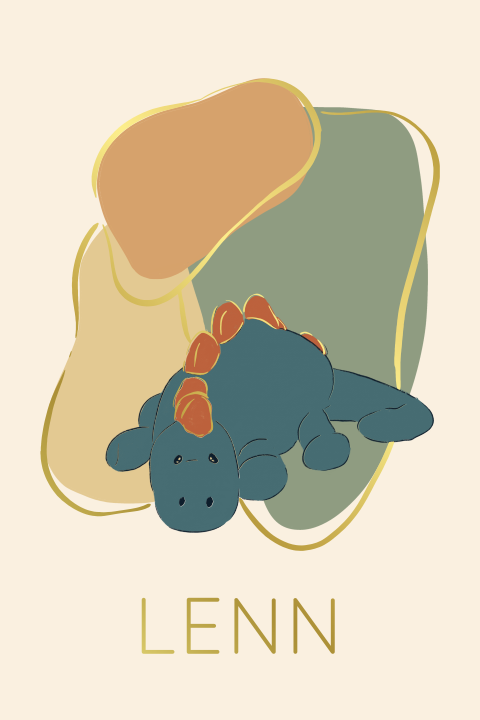 Geboortekaartje kleurrijke knuffel dino