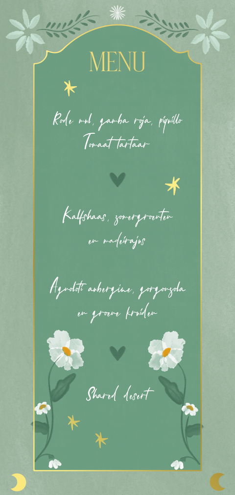 Menukaart bohemian groen