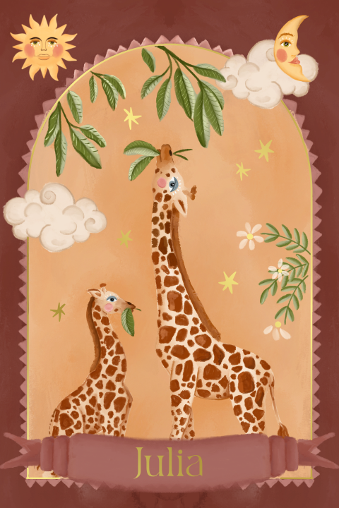 Geboortekaartje giraffen roest