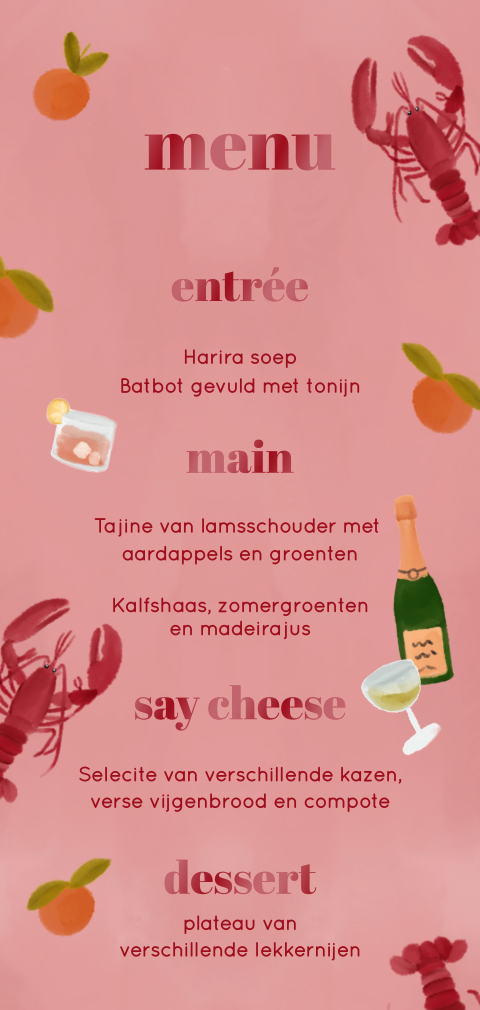 Menukaart kreeft