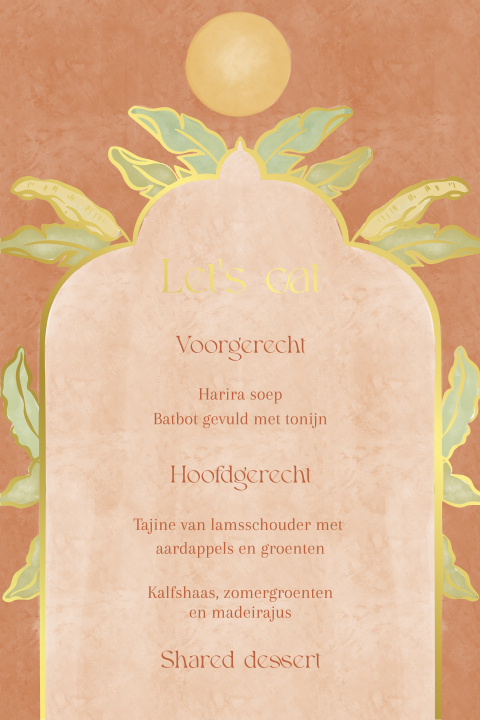 Menukaart Indische olifanten roze