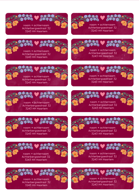 Adresstickers zomerse bloemen