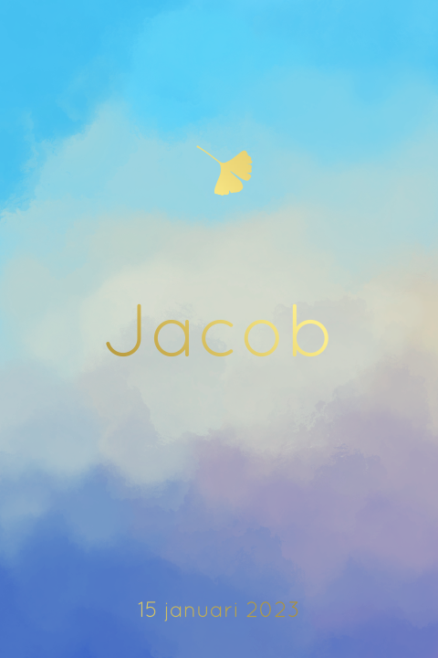 Geboortekaartje abstracte wolken blauw