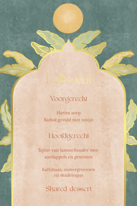 Menukaart Indische olifanten petrol