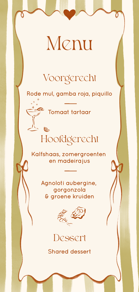 Menukaart gestreept groen