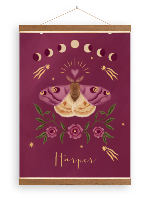 Canvasposter nachtpauwoog vlinder paars