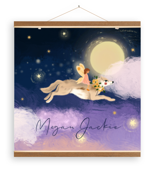 Canvasposter elfje en de wolf