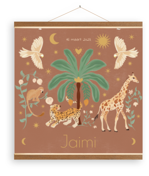 Canvasposter jungle thema bruin
