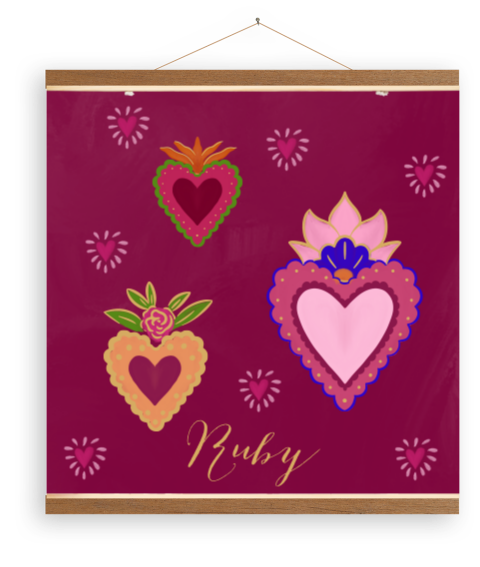 Canvasposter holy heart roze
