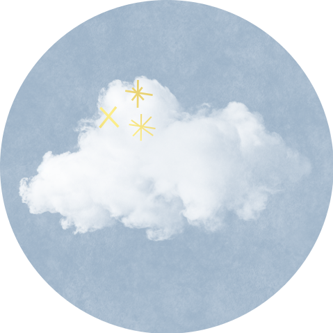 bijpassende sluitsticker blauw wolk goudfolie