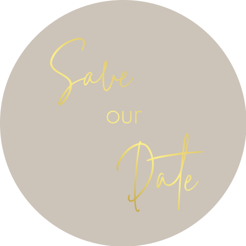 Sluitsticker beige goudfolie save the date