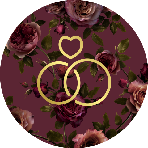 bijpassende sluitsticker burgundy rose goudfolie