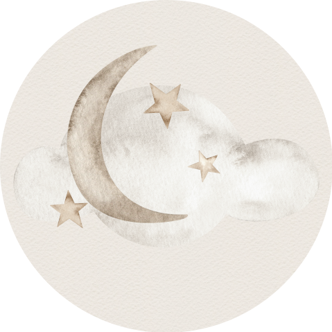 bijpassende sluitsticker beige wolk sterren maan