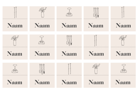 Trouw naamkaartjes fineline elementen