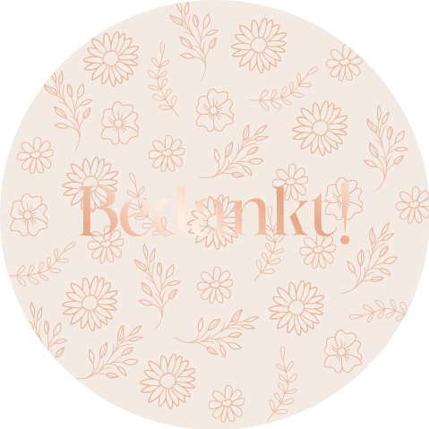 Sticker bedankje 44mm Bloemenprint Rosefolie