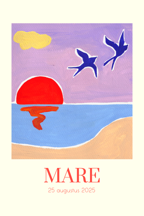 Geboortekaartje Zwaluw Zee Gouache