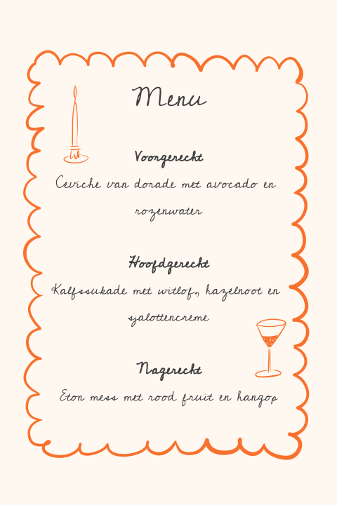 Menukaart Sanne & Dave