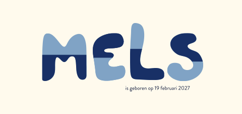 Geboortekaartje Letters twee kleuren blauw beige
