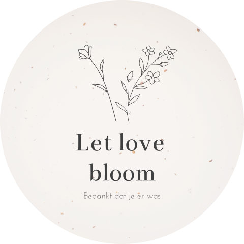 Sticker bedankje 59mm Bloem Minimalistisch