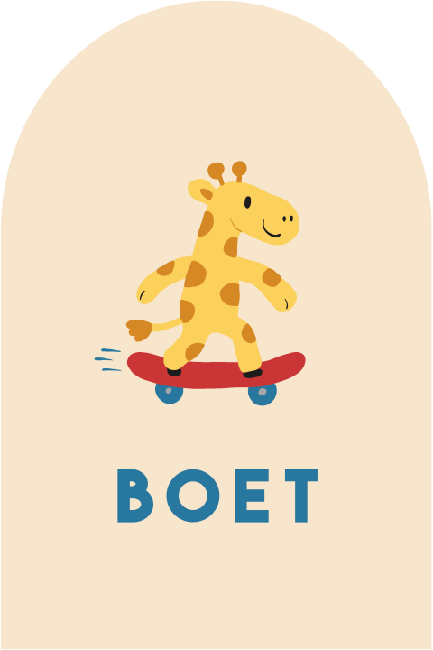 Geboortekaartje halve boog giraf skateboard Boet