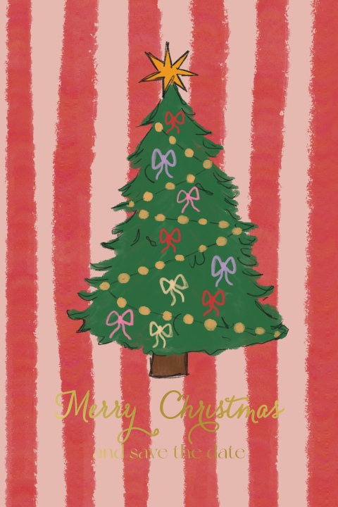 Save the date kerstboom strepen