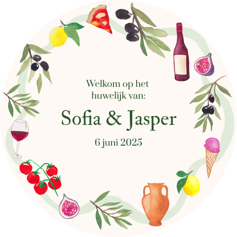 Welkomstbord Italie Elementen Sofia & Jasper