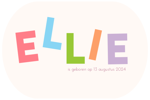 Geboortekaartje stans gekleurde letters meisje