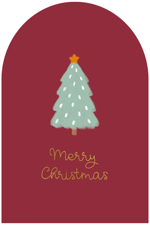 Menukaart halve boog bordeaux rood kerstboom