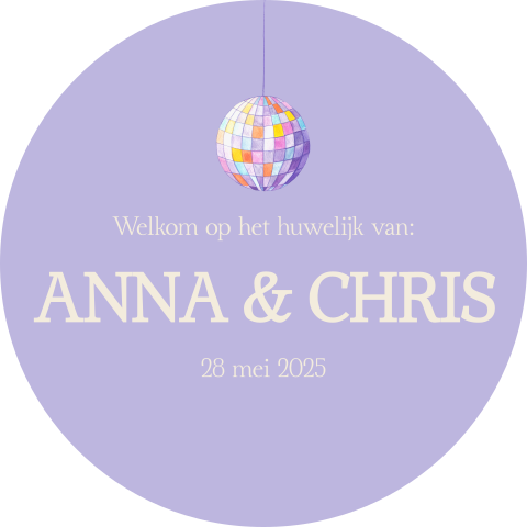 Anna Chris Welkomstbord Disco