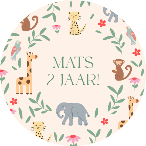 Sticker 83mm Mats Dierenprint