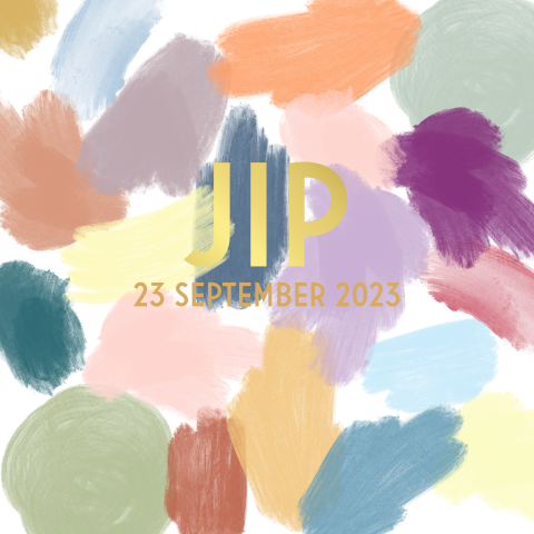 Geboortekaartje verfvlekken multicolor goudfolie